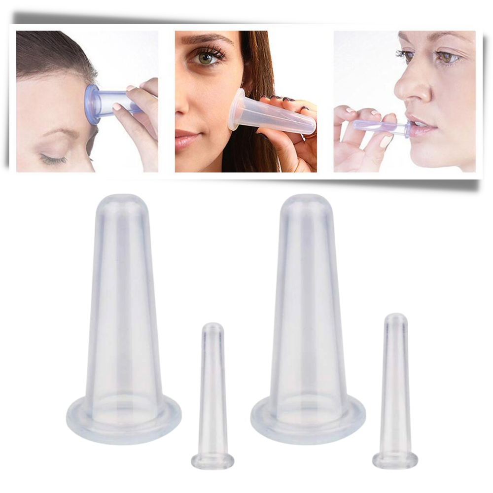 4 copas de silicona para masaje facial con ventosas