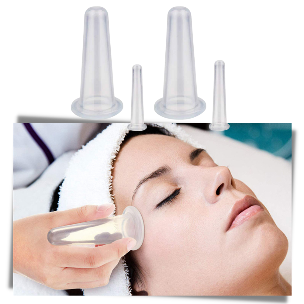 4 copas de silicona para masaje facial con ventosas