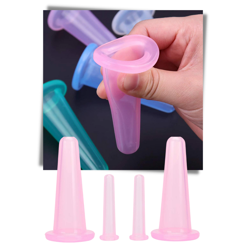4 copas de silicona para masaje facial con ventosas