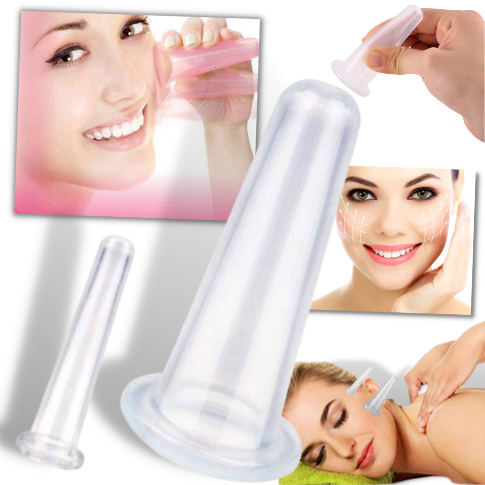 4 copas de silicona para masaje facial con ventosas