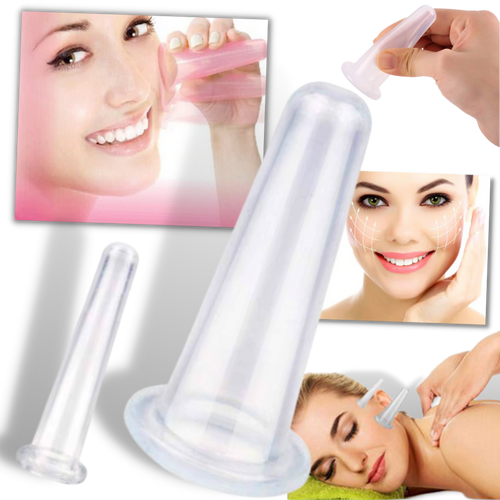 4 copas de silicona para masaje facial con ventosas
