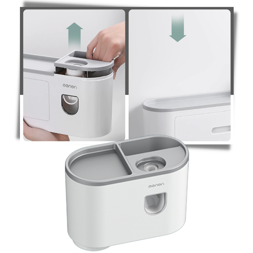 Estante dispensador de pasta de dientes todo en uno