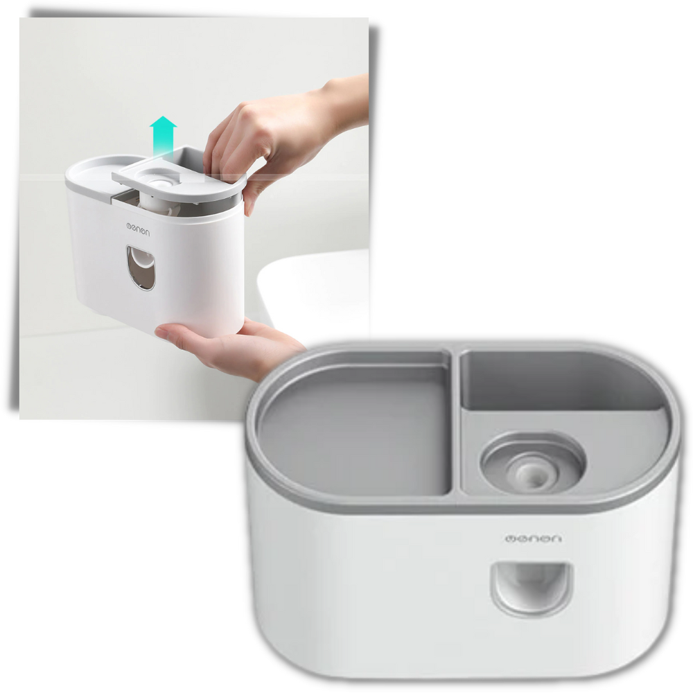 Estante dispensador de pasta de dientes todo en uno
