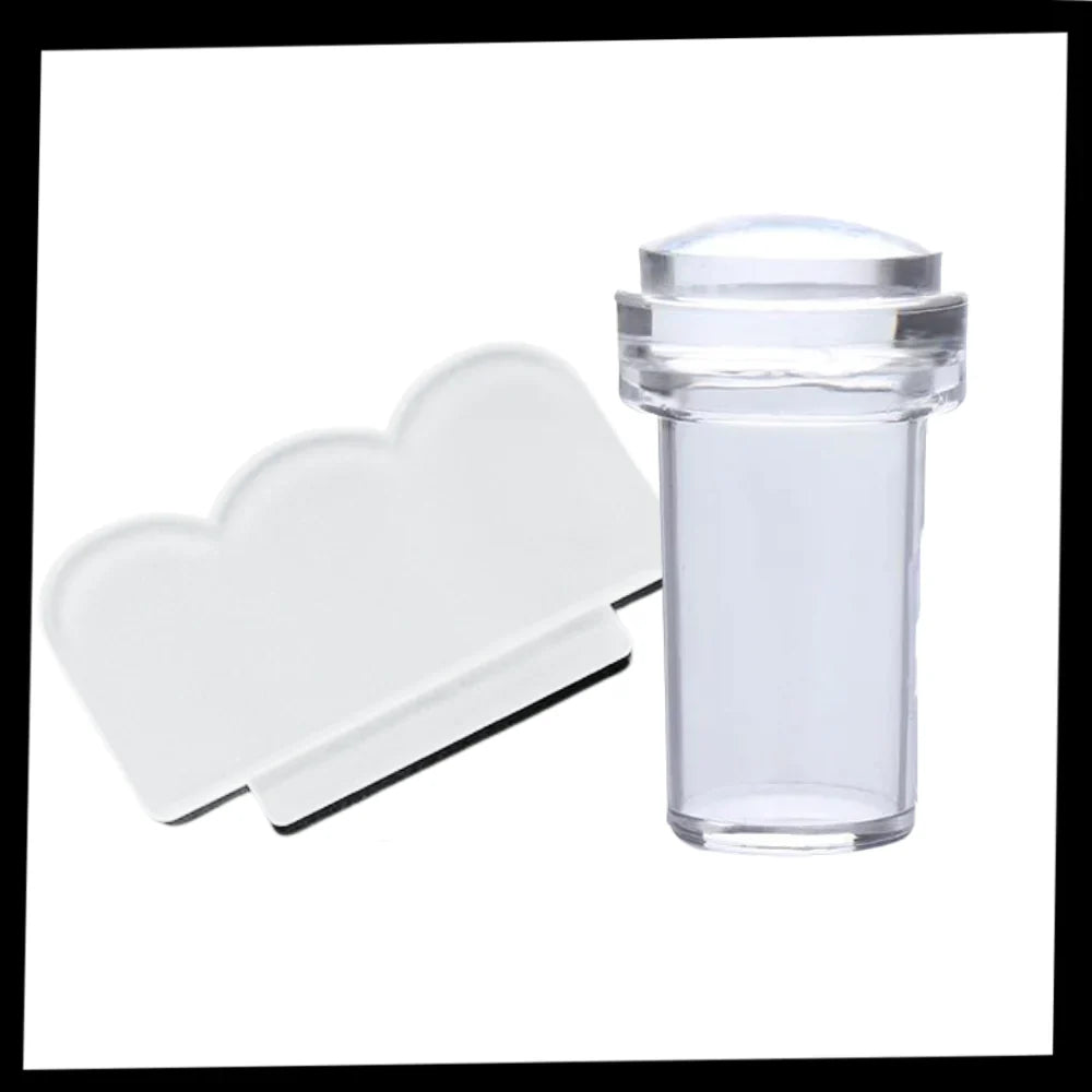 Kit de silicona para estampar nail art con raspador