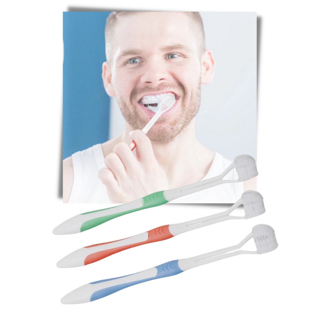 Cepillo de dientes de tres caras para adultos y niños