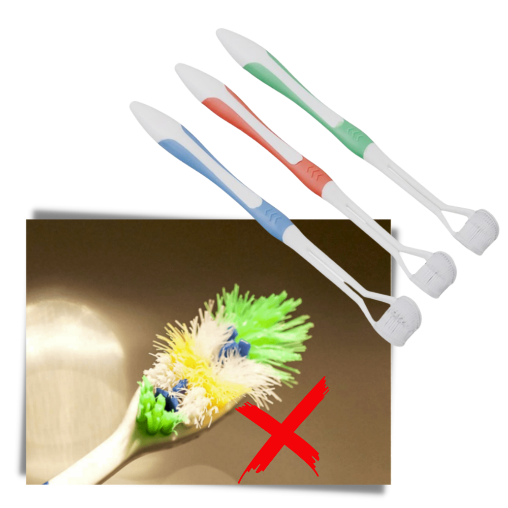 Cepillo de dientes de tres caras para adultos y niños