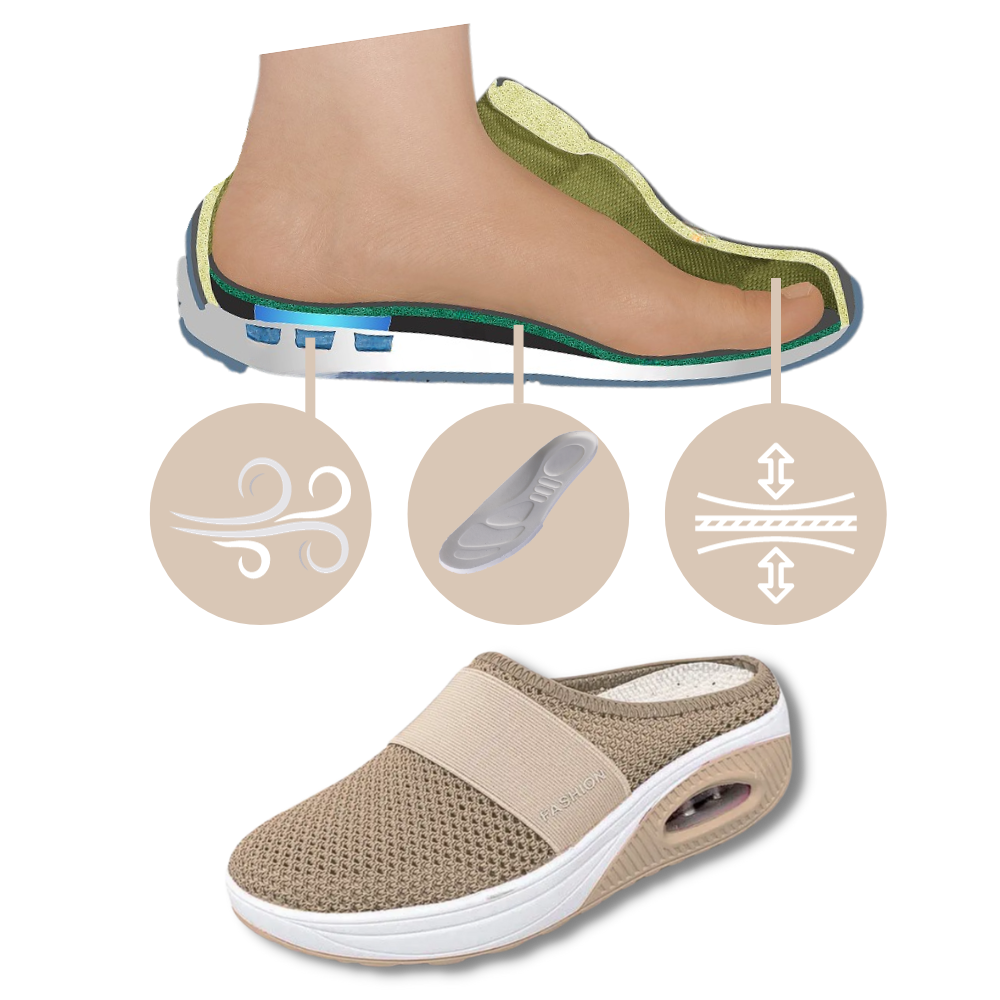 Zapatillas sin cordones con cámara de aire para diabéticos