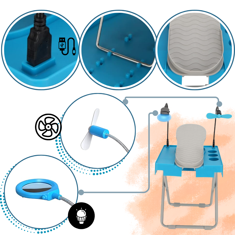 Reposapiés ergonómico con LED para pedicura