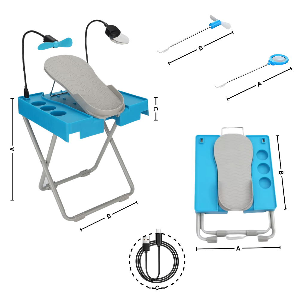 Reposapiés ergonómico con LED para pedicura