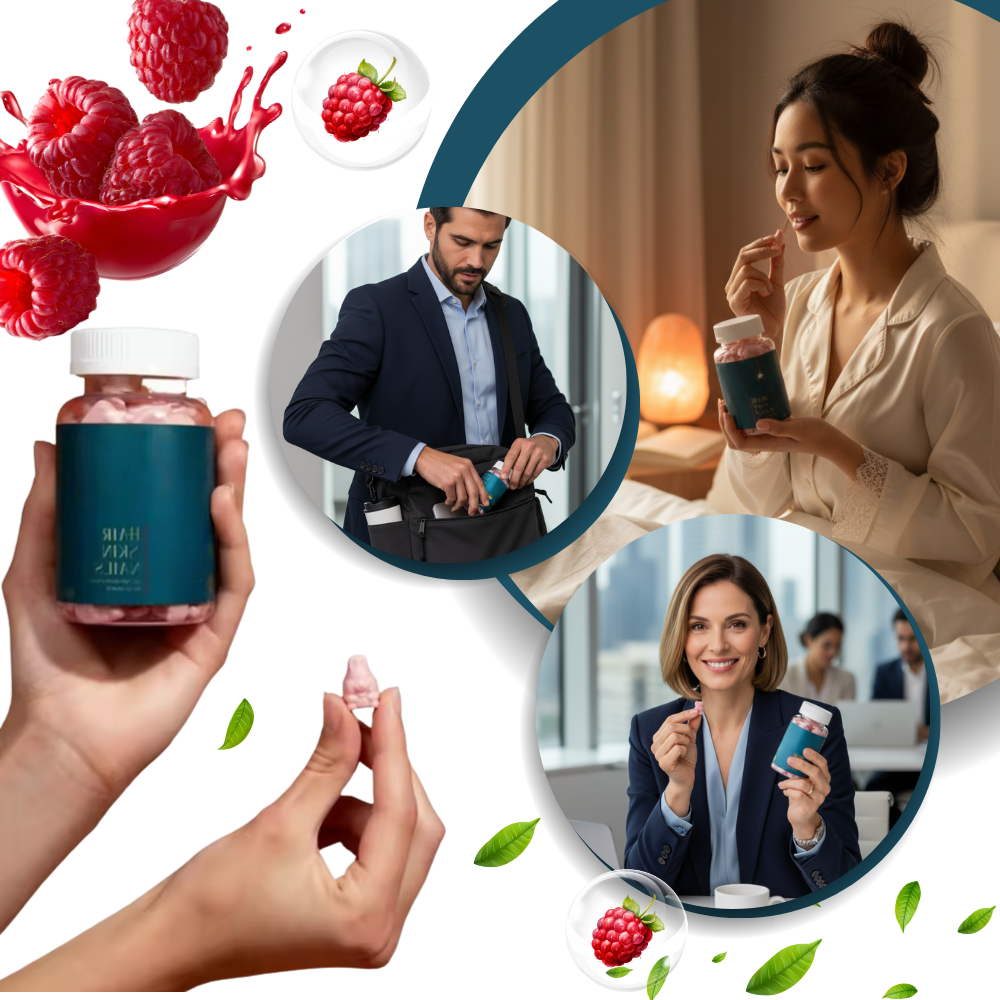Gominolas de vitamina biotina de frambuesa